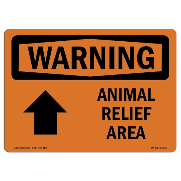 Safety Sign, OSHA WARNING, 3.5" Height, Animal Relief Area (Up Arrow), Landscape, 10PK